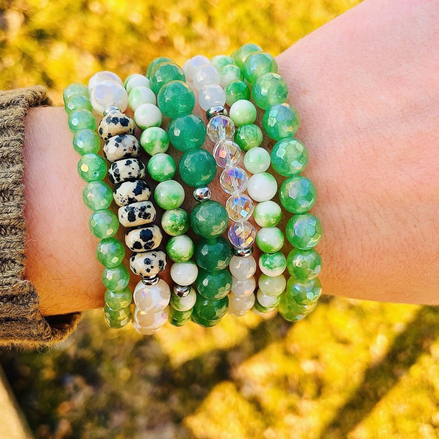 Prosperity - Mystic Green Aventurine Faceted Mini Stacker Bracelet