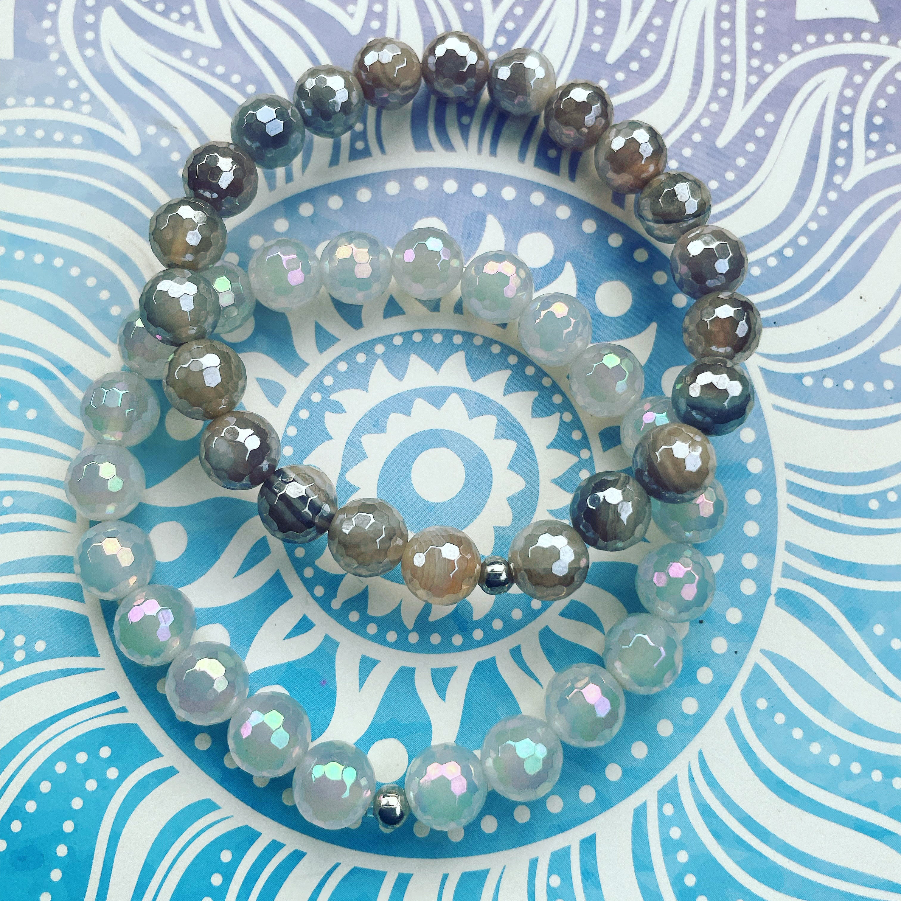 Balance - Mystic White Agate Faceted Stacker Bracelet